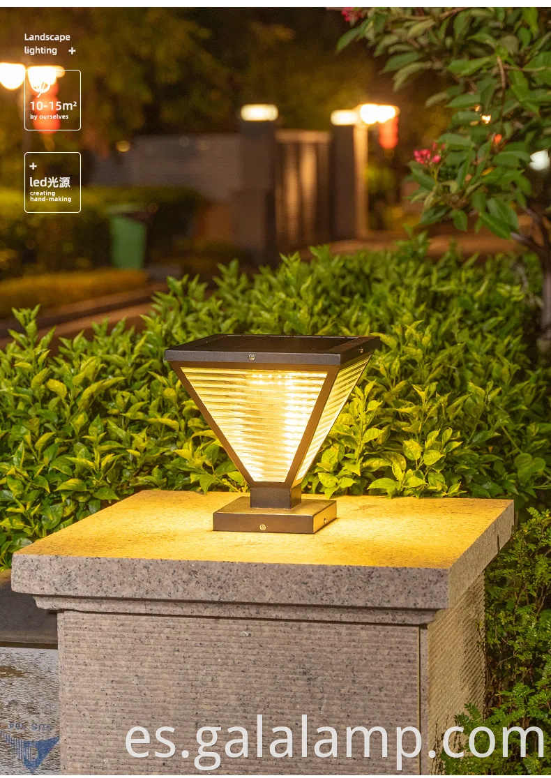 Modernas luces de columna solar al aire libre para patios y pasarelas